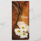 White Daisies Cowboy Boots Western Wedding Menu (Voorkant)