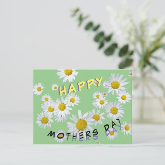 White Daisies Cust. Happy Mothersday Briefkaart (Staand voorkant)