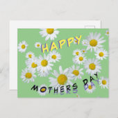 White Daisies Cust. Happy Mothersday Briefkaart (Voorkant / Achterkant)