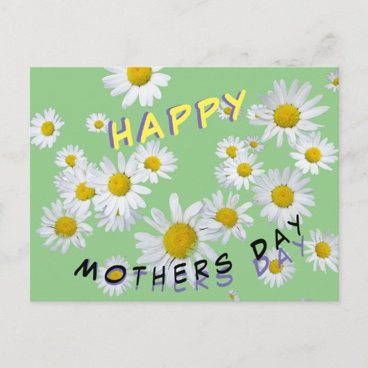 White Daisies Cust. Happy Mothersday Briefkaart (Voorkant)