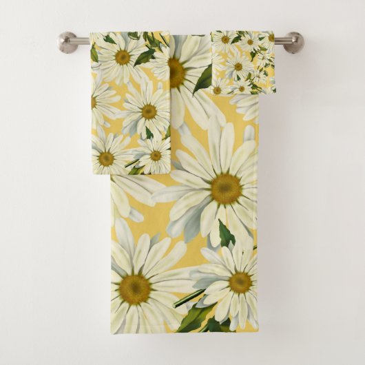 White Daisies Daisy Flower Yellow Bright Cheerful Bad Handdoek (Insitu)
