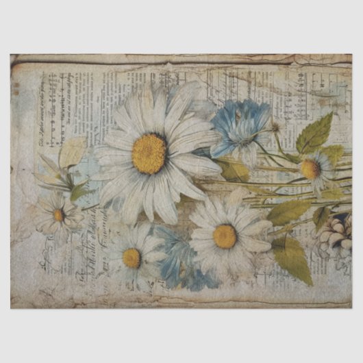  White Daisies Decoupage Tissue Paper Tissuepapier (Voorkant)