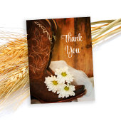 White Daisies en Cowboy Boots Wedding Bedankt Briefkaart