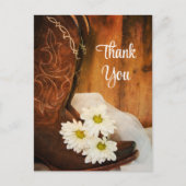 White Daisies en Cowboy Boots Wedding Bedankt Briefkaart (Voorkant)