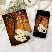 White Daisies en Cowboy Boots Western Wedding Kaart