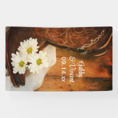 White Daisies en Cowboy Boots Western Wedding Spandoek (Horizontaal)