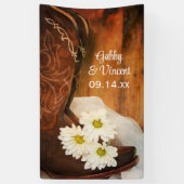 White Daisies en Cowboy Boots Western Wedding Spandoek (Verticaal)
