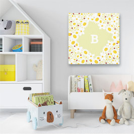 White Daisies en Ladybugs Girl Nursery Canvas Art