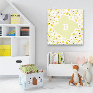 White Daisies en Ladybugs Girl Nursery Canvas Art