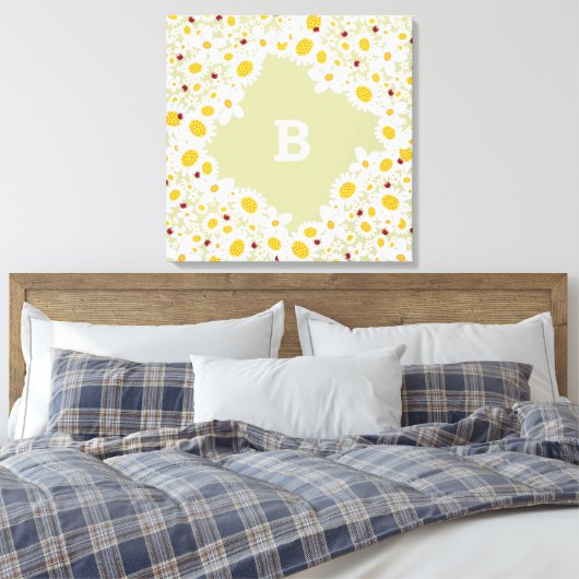 White Daisies en Ladybugs Girl Nursery Canvas Art (Insitu (Slaapkamer))