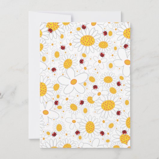 White Daisies en Red Ladybugs Summer Party Kaart (Achterkant)