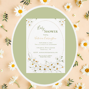 White Daisies Floral Baby shower Kaart