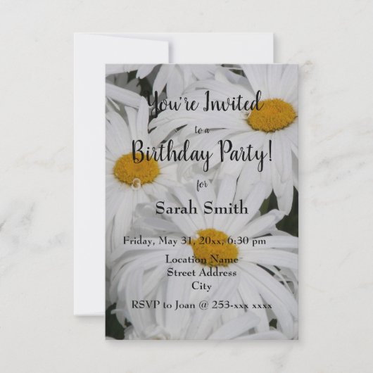 White Daisies Floral Birthday Party Kaart (Voorkant)
