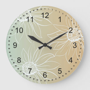 White Daisies Floral Grote Klok