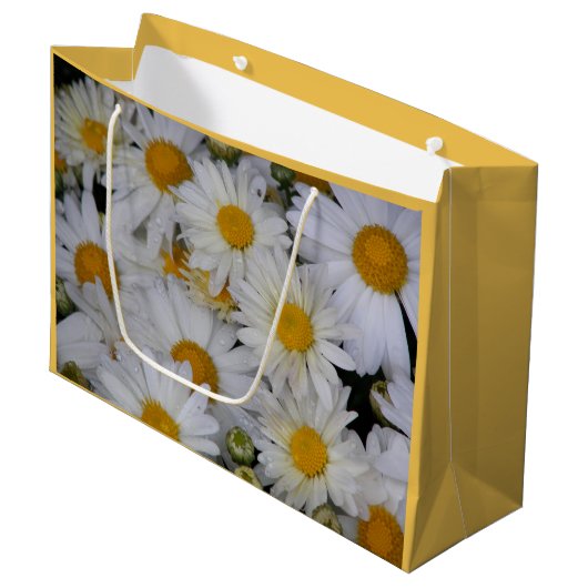  White Daisies Floral Large Cadeautasje (Voorkant Gekanteld)