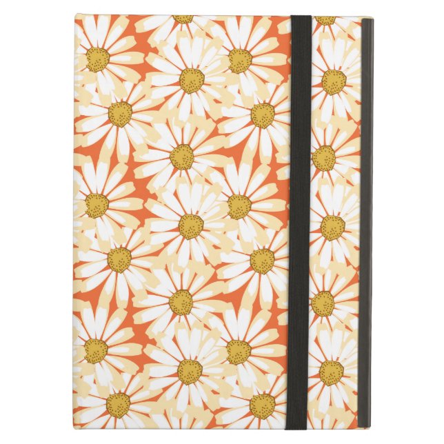  White Daisies Floral Pattern iPad Air Hoesje (Voorkant Gesloten)