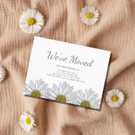White Daisies Floral Rustic Moving Announcement Briefkaart