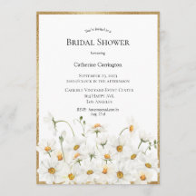 White Daisies Floral Waterverf Gold Vrijgezellenfe