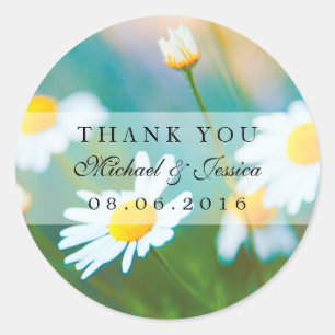 White Daisies Flower Bedankt dat je Stickers etike