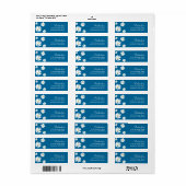 White Daisies Flowers Blue Background Labels (Full Sheet)