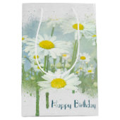 White Daisies for Birthday Medium Cadeauzakje (Voorkant)