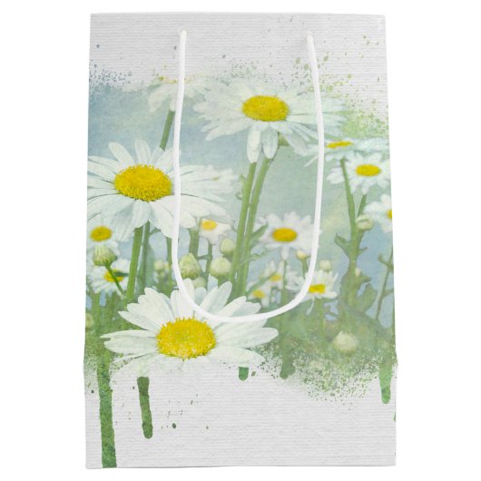 White Daisies for Birthday Medium Cadeauzakje (Achterkant)