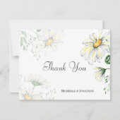 White Daisies Garden Floral Waterverf Wedding Bedankkaart (Voorkant)
