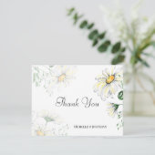 White Daisies Garden Floral Waterverf Wedding Bedankkaart (Staand voorkant)