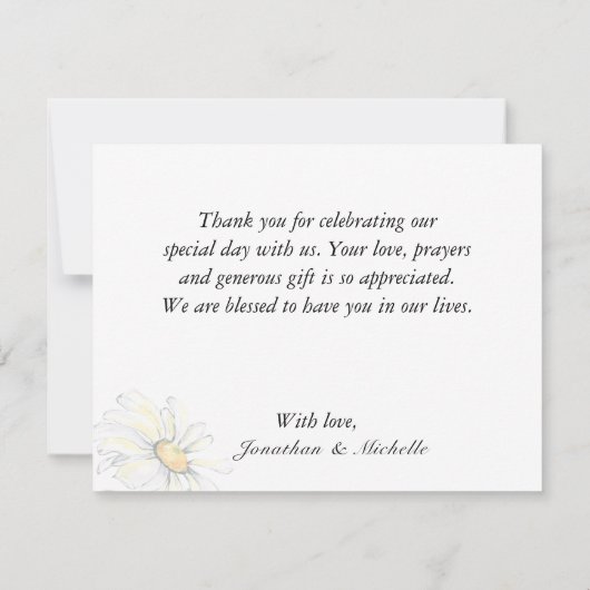 White Daisies Garden Floral Waterverf Wedding Bedankkaart (Achterkant)