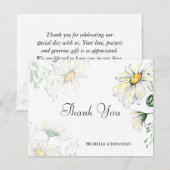 White Daisies Garden Floral Waterverf Wedding Bedankkaart (Voorkant / Achterkant)
