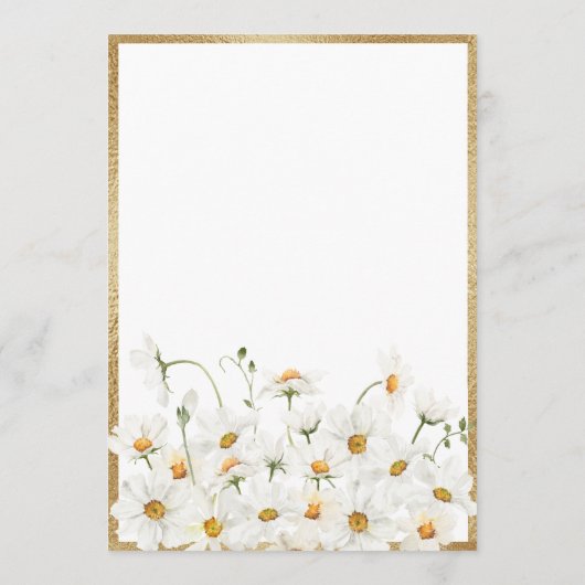 White Daisies Gold Floral Waterverf Vrijgezellenfe Kaart (Achterkant)