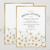 White Daisies Gold Floral Waterverf Vrijgezellenfe Kaart (Voorkant / Achterkant)