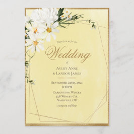 White Daisies Gold Lijst Yellow Wedding Kaart