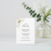 White Daisies Greenery Floral Waterverf Wedding Informatiekaartje (Staand voorkant)
