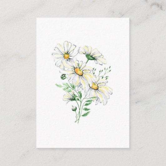 White Daisies Greenery Floral Waterverf Wedding Informatiekaartje (Achterkant)