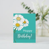 White Daisies Happy Birthday Briefkaart (Staand voorkant)
