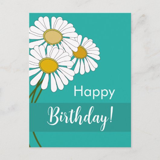 White Daisies Happy Birthday Briefkaart (Voorkant)