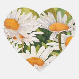 White Daisies Hart Sticker