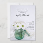 White Daisies in Blue Jar Engagement Party Kaart (Voorkant)