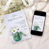 White Daisies in Blue Jar Vase Quinceanera Party Kaart