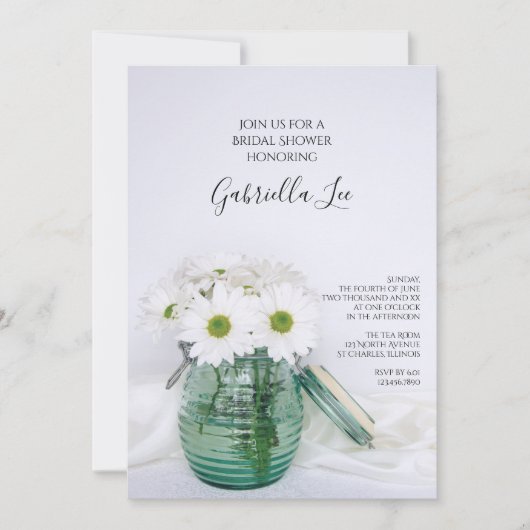 White Daisies in Blue Jar Vase Vrijgezellenfeest Kaart (Voorkant)