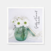 White Daisies in Blue Jar Vase Wedding Servet (Voorkant)