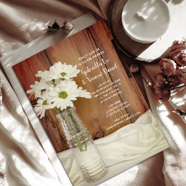 White Daisies in Milk Bottle Country Wedding Kaart