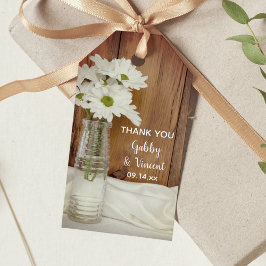 White Daisies in Milk Bottle Wedding Favor Labels Cadeaulabel