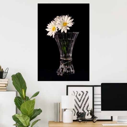White Daisies in Vase Poster (Thuiskantoor)