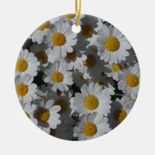 White Daisies Keramisch Ornament