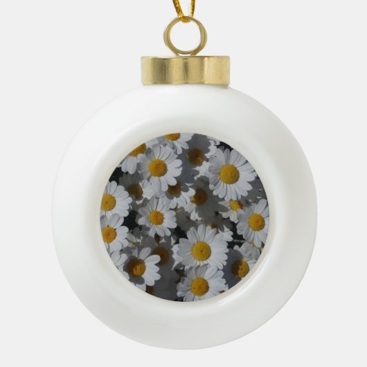 White Daisies Keramische Bal Ornament (Voorkant)