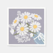 White Daisies Mason Jar Bouquet Lavender Corner Servet (Voorkant)