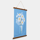 White Daisies Mason Jar op Blue Hangend Wandkleed (Gebogen)