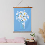 White Daisies Mason Jar op Blue Hangend Wandkleed (Slaapkamer)